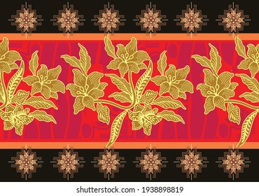 Indonesian batik motifs with very distinctive plant patterns