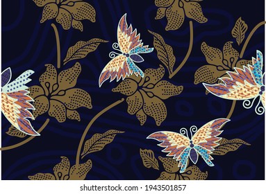 Indonesian batik motifs with very distinctive plant patterns
