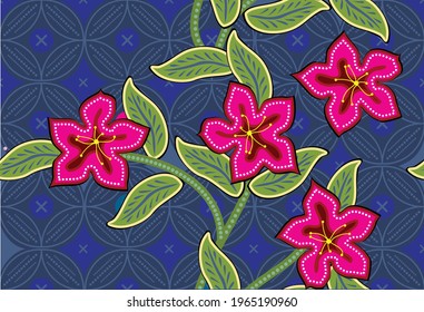 Indonesian batik motifs with very distinctive plant patterns