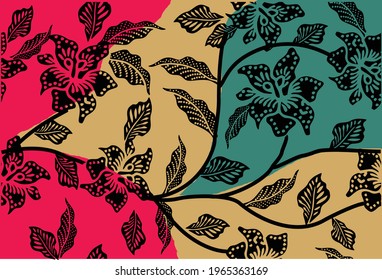 Indonesian batik motifs with very distinctive, exclusive plant patterns. vector EPS 10