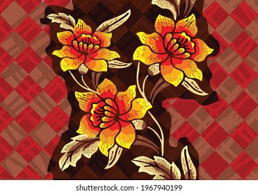 Indonesian batik motifs with very distinctive plant patterns