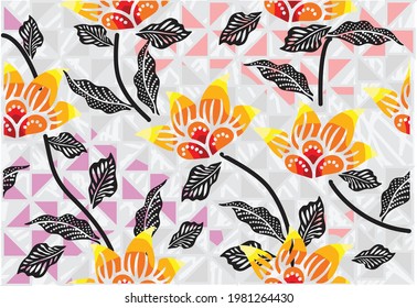 Indonesian batik motifs with very distinctive plant patterns