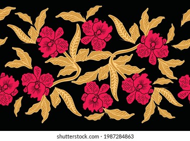 Indonesian batik motifs with very distinctive plant patterns