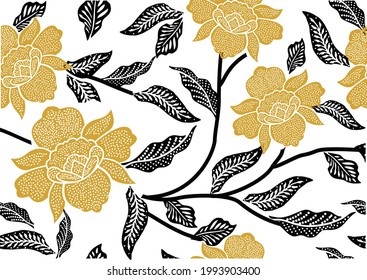 Indonesian Batik Motifs With Very Distinctive, Exclusive Plant Patterns. Vector EPS 10