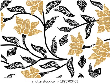 Indonesian batik motifs with very distinctive, exclusive plant patterns. vector EPS 10