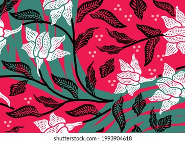 Indonesian batik motifs with very distinctive, exclusive plant patterns. vector EPS 10