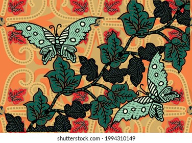 Indonesian batik motifs with very distinctive plant patterns
