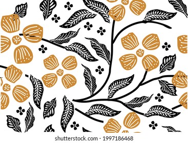 Indonesian batik motifs with very distinctive, exclusive plant patterns. vector EPS 10