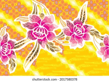 Indonesian batik motifs with very distinctive plant patterns
