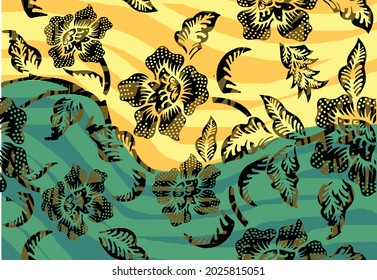 Indonesian batik motifs with very distinctive, exclusive plant patterns. vector EPS 10