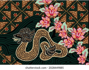 
Indonesian batik motifs with very distinctive flora and fauna patterns. Exclusive Design. vector, EPS 10 