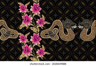 
Indonesian batik motifs with very distinctive flora and fauna patterns. Exclusive Design. vector, EPS 10 