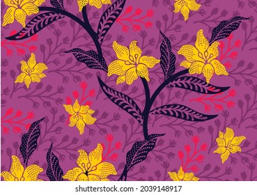 Indonesian batik motifs with very distinctive, exclusive plant patterns. vector EPS 10