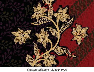 Indonesian batik motifs with very distinctive, exclusive plant patterns. vector EPS 10