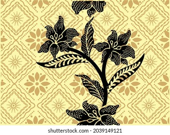 Indonesian batik motifs with very distinctive, exclusive plant patterns. vector EPS 10