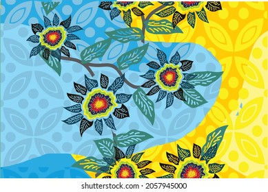 Indonesian batik motifs with very distinctive, exclusive plant patterns. vector EPS 10