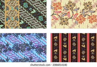 Indonesian batik motifs with very distinctive, exclusive plant patterns. vector EPS 10
