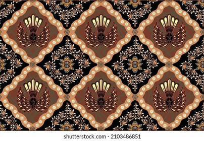Indonesian batik motifs with very distinctive, exclusive plant patterns. vector EPS 10