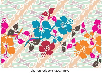 Indonesian batik motifs with very distinctive, exclusive plant patterns. vector EPS 10