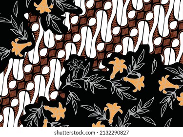 Indonesian batik motifs with very distinctive, exclusive plant patterns. vector EPS 10