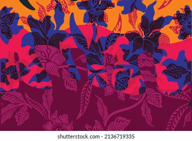 Indonesian batik motifs with very distinctive plant patterns