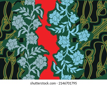 Indonesian batik motifs with very distinctive, exclusive plant patterns. vector EPS 10