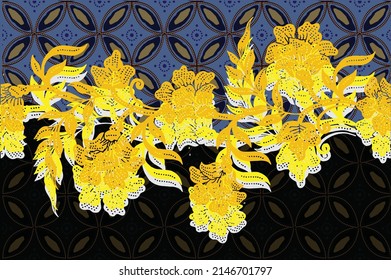 Indonesian batik motifs with very distinctive, exclusive plant patterns. vector EPS 10