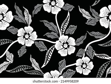 Indonesian batik motifs with very distinctive plant patterns