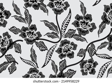 Indonesian batik motifs with very distinctive plant patterns