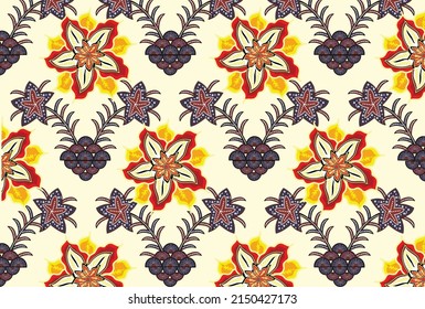 Indonesian batik motifs with very distinctive plant patterns