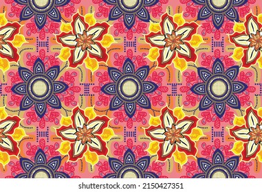 Indonesian batik motifs with very distinctive plant patterns