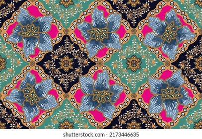 Indonesian batik motifs with very distinctive, exclusive plant patterns. vector EPS 10