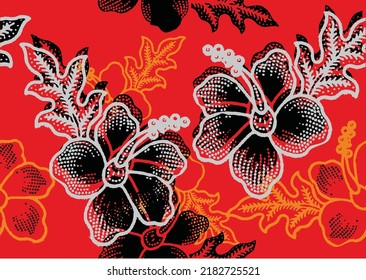 Indonesian batik motifs with very distinctive plant patterns
