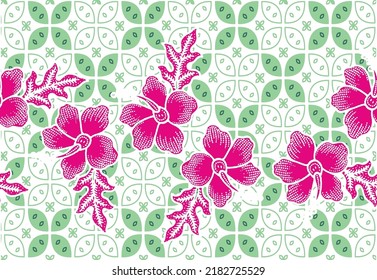 Indonesian batik motifs with very distinctive plant patterns