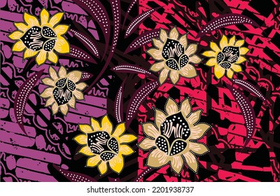 Indonesian batik motifs with very distinctive plant patterns. Vector 10