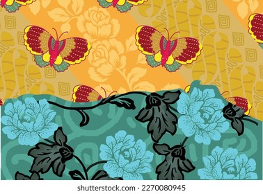 Indonesian batik motifs with very distinctive plant patterns