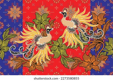 Indonesian batik motifs with very distinctive plant and bird patterns