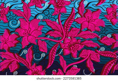 Indonesian batik motifs with very distinctive plant patterns