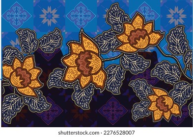 Indonesian batik motifs with very distinctive plant patterns