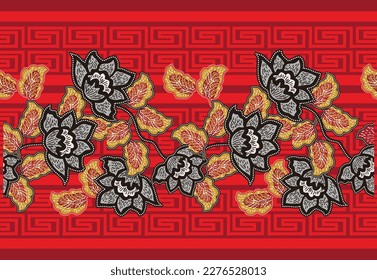 Indonesian batik motifs with very distinctive plant patterns