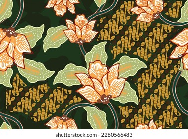 Indonesian batik motifs with very distinctive plant patterns
