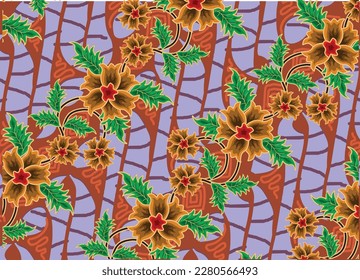 Indonesian batik motifs with very distinctive plant patterns