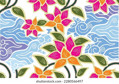 Indonesian batik motifs with very distinctive plant patterns