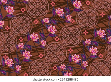 Indonesian batik motifs with very distinctive plant patterns