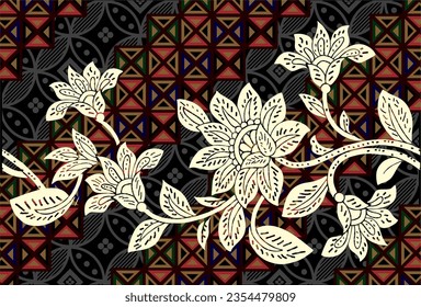 Motivos de batik indonesio con patrones vegetales muy distintivos. Diseños muy exclusivos para diversos fines 