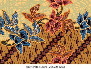 Indonesian batik motifs with very distinctive, exclusive plant patterns. vector EPS 10