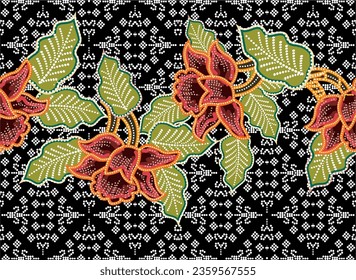 Indonesian batik motifs with very distinctive plant patterns
