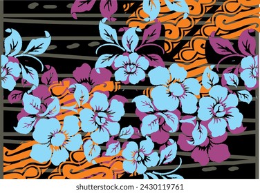 
Indonesian batik motifs with very distinctive plant patterns