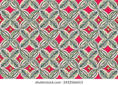 
Indonesian batik motifs with very distinctive plant patterns