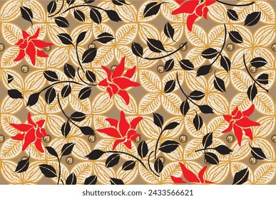 
Indonesian batik motifs with very distinctive plant patterns